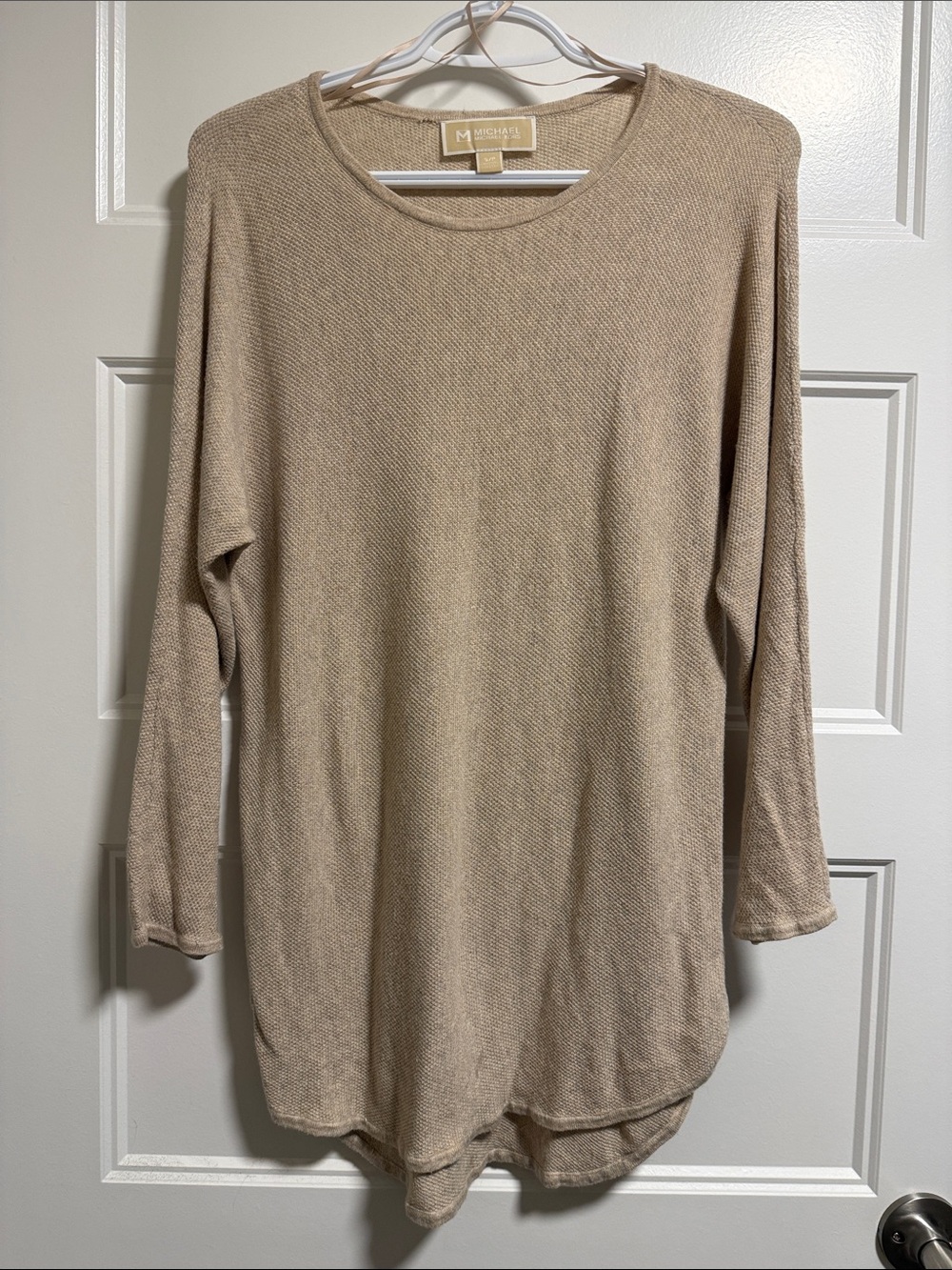 Michael Kors Taupe Crewneck Lightweight Knit Tunic